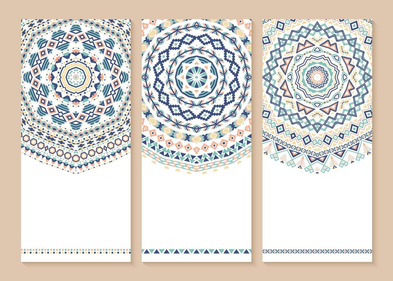 Set of ethnic banners. Stylish tribal geometric backgrounds. Templates for design with aztec ornaments vector