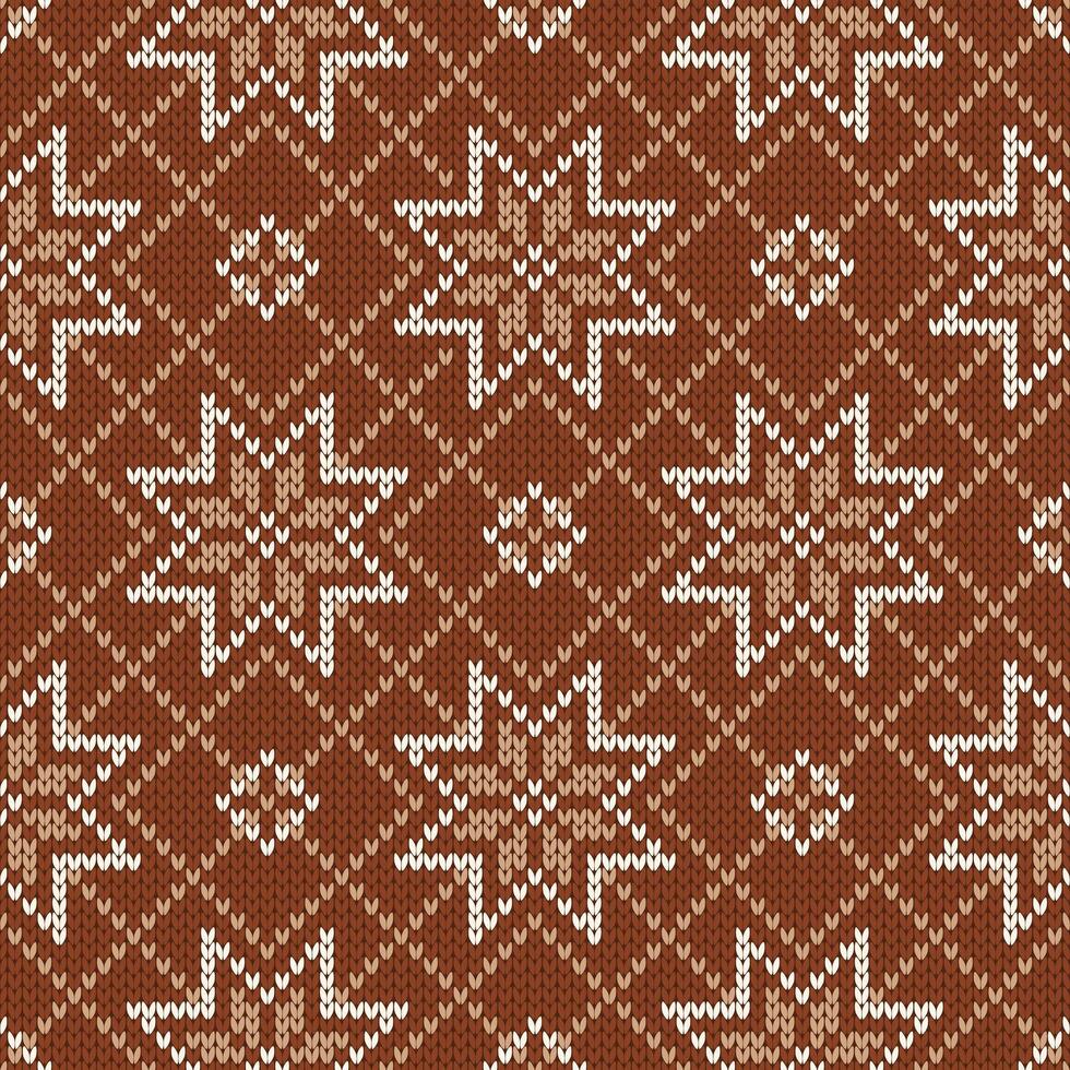 Christmas and New Year traditional knitted seamless pattern. Norwegian style sweater. Wool texture, snowflakes. Holiday background. vector