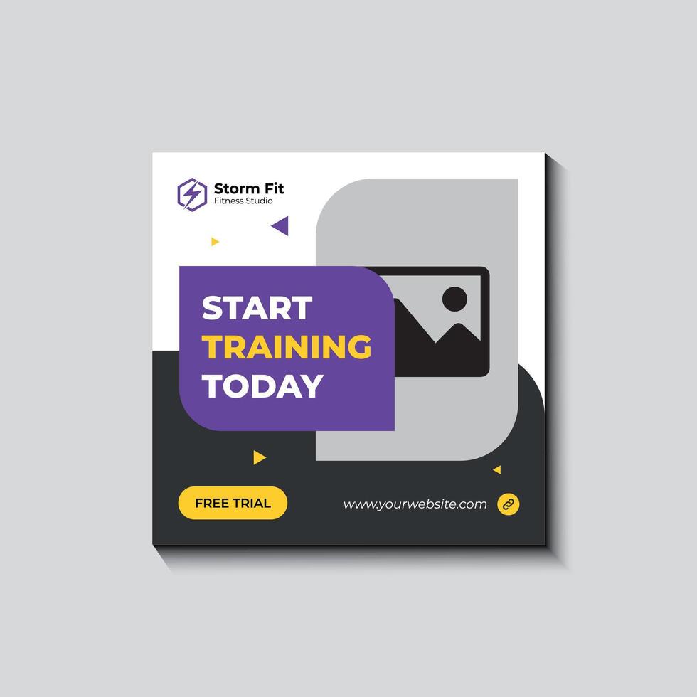 Gym fitness social media post design vector