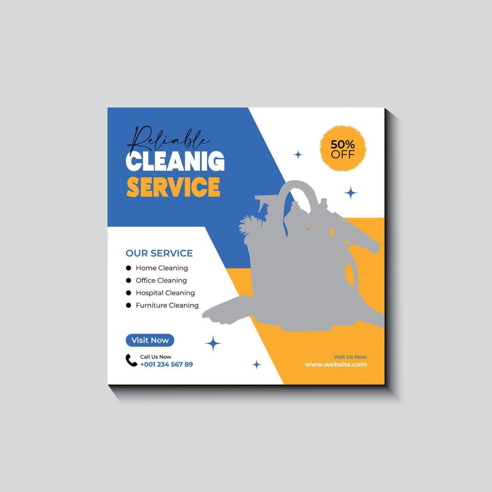 Cleaning service social media post design vector