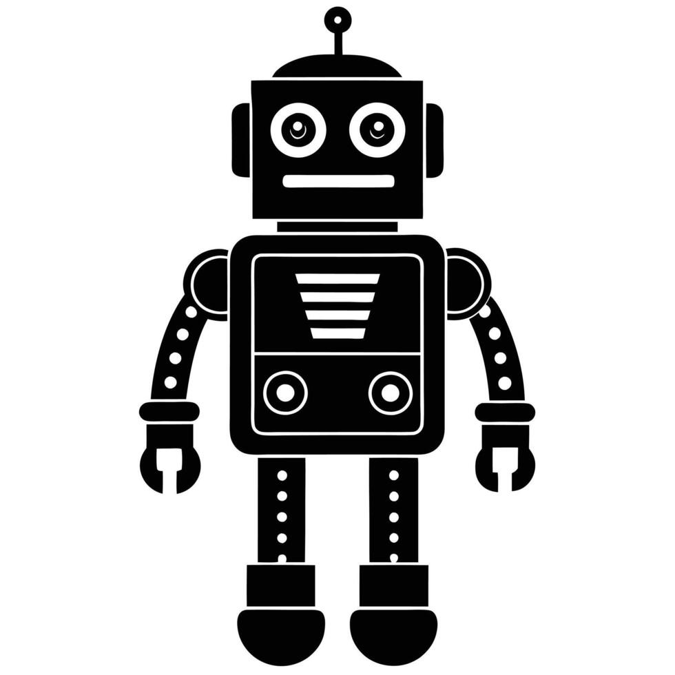 Cute Retro Robot Silhouette Design for Digital Use vector