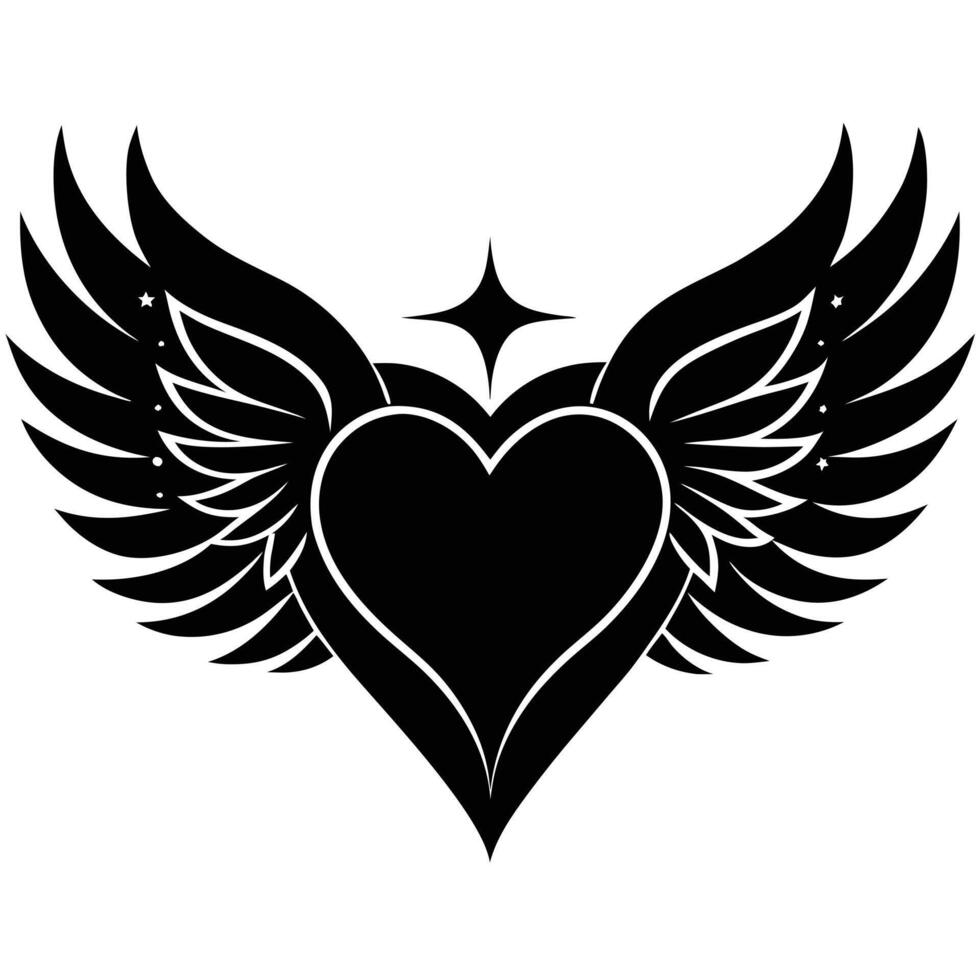 Heart with wings vector