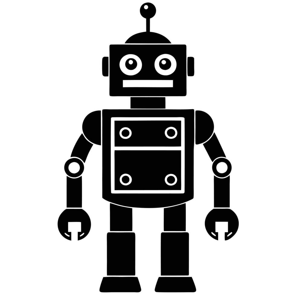 Retro Robot Silhouette Design for Digital Use vector