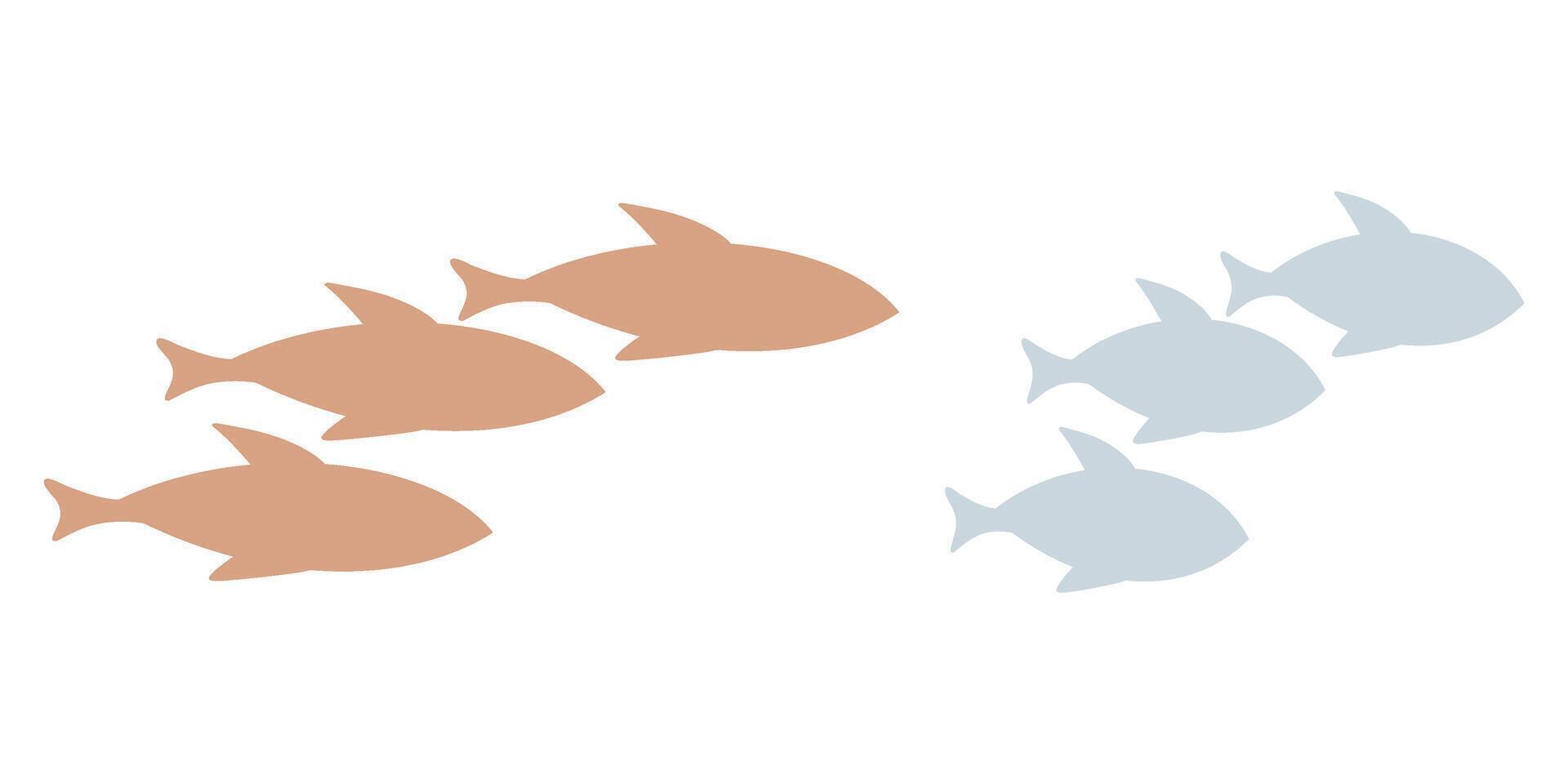 Simple school of fish set vector