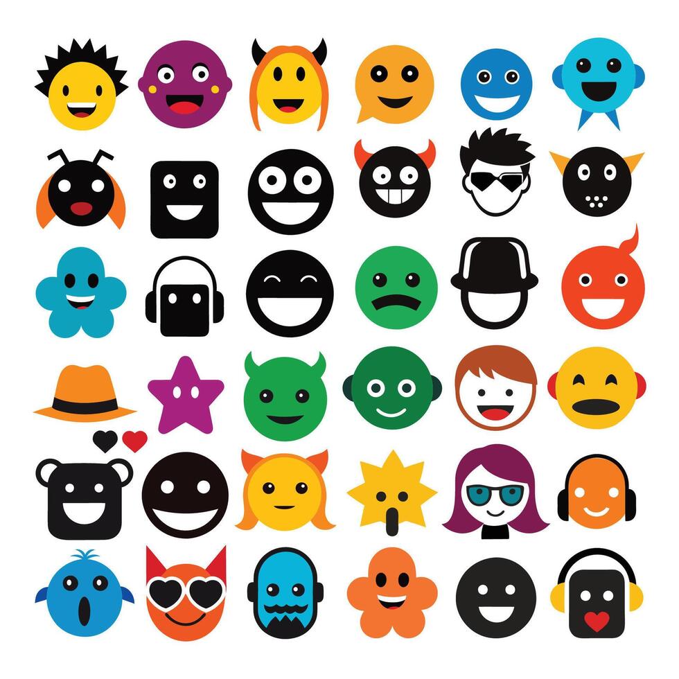 Collection of Colorful and Expressive Emojis vector