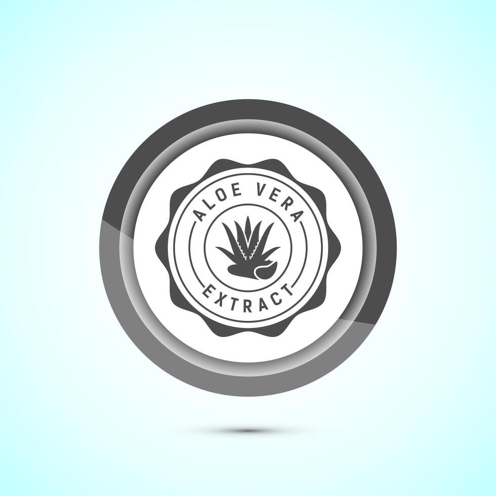 Aloe vera extract icon design illustration. Aloe vera badge label for product packaging, Gray color button design vector