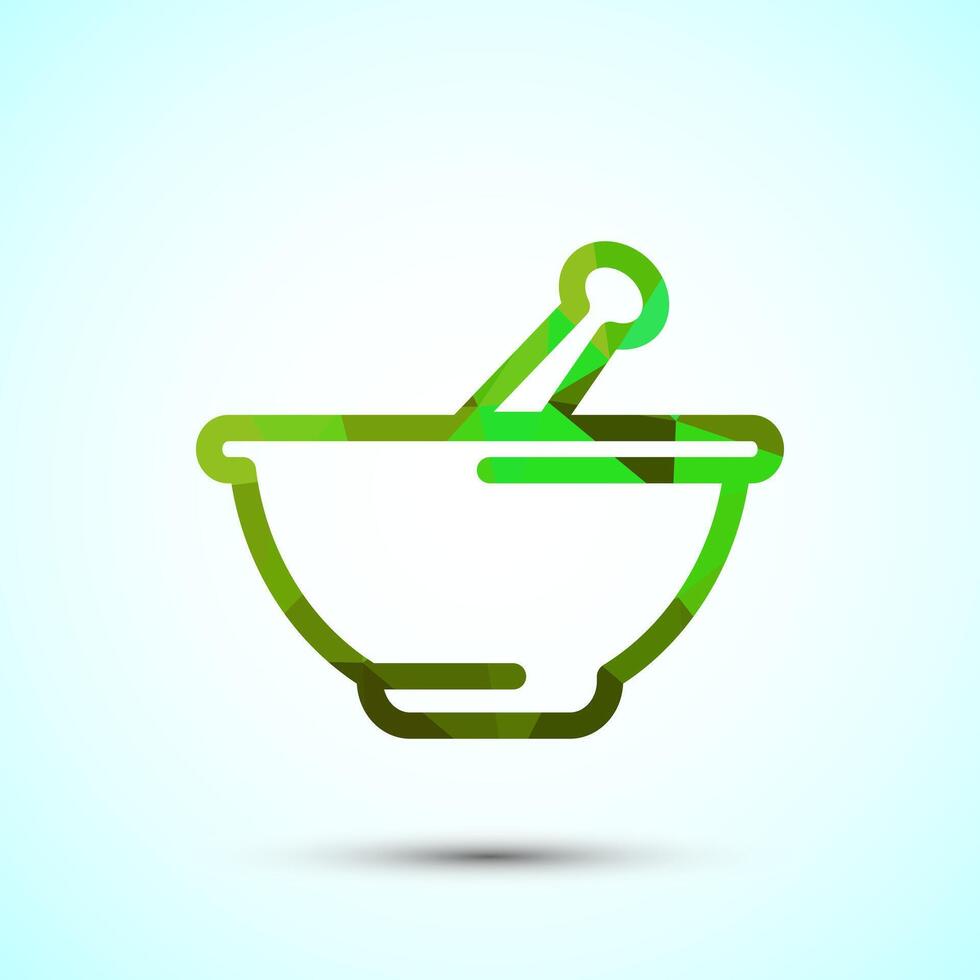 Mortar and pestle icon design illustration. Pharmacy sign symbol for app, website, and logo. Low poly vector