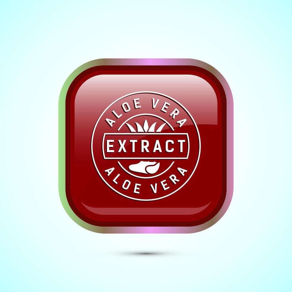 Aloe vera extract icon design illustration. Aloe vera badge label for product packaging, Red color square button design vector