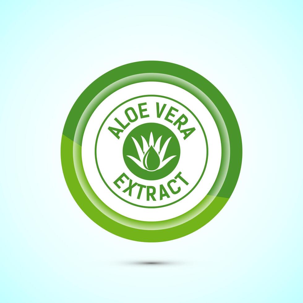 Aloe vera extract icon design illustration. Aloe vera badge label for product packaging, Green color button design vector
