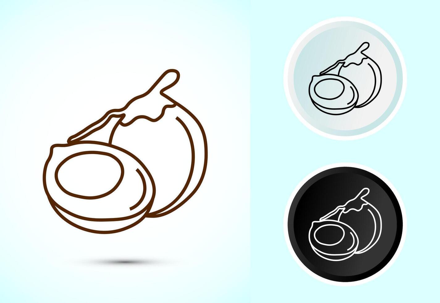 Coconut fruit icon illustration, Organic fruit icon sign for apps and websites, Color black and white vector