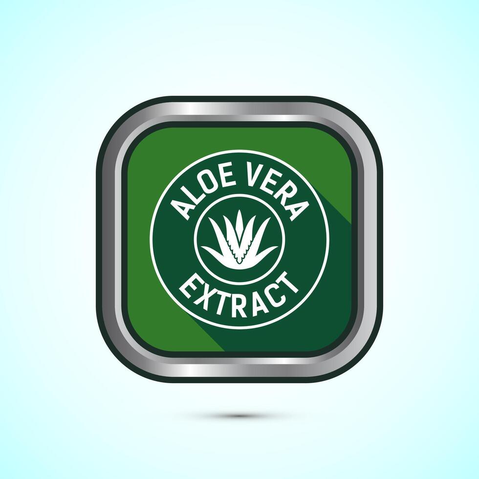 Aloe vera extract icon design illustration. Aloe vera badge label for product packaging, Green color shadow button design vector