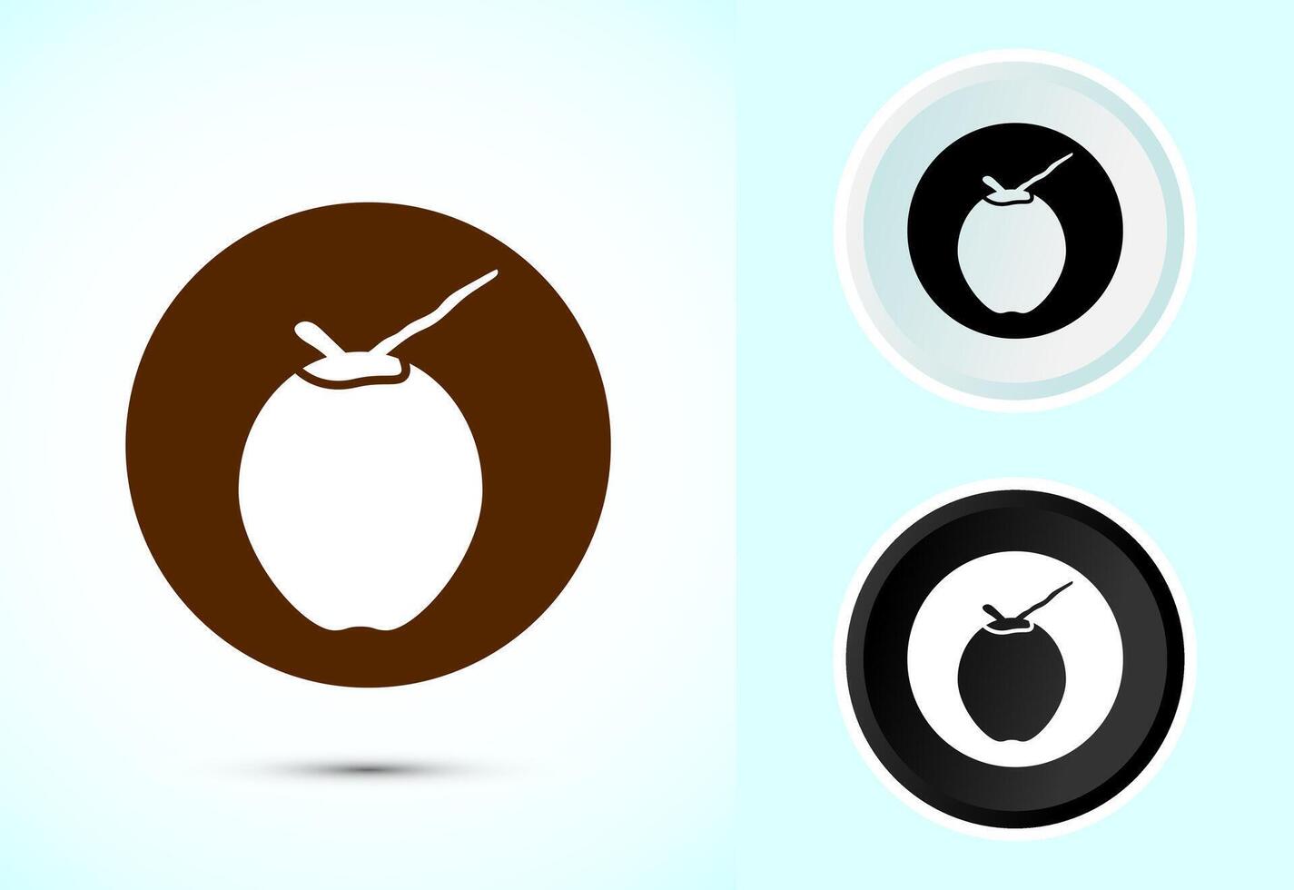 Coconut fruit icon, Organic fruit icon sign for apps and websites, Color black and white vector