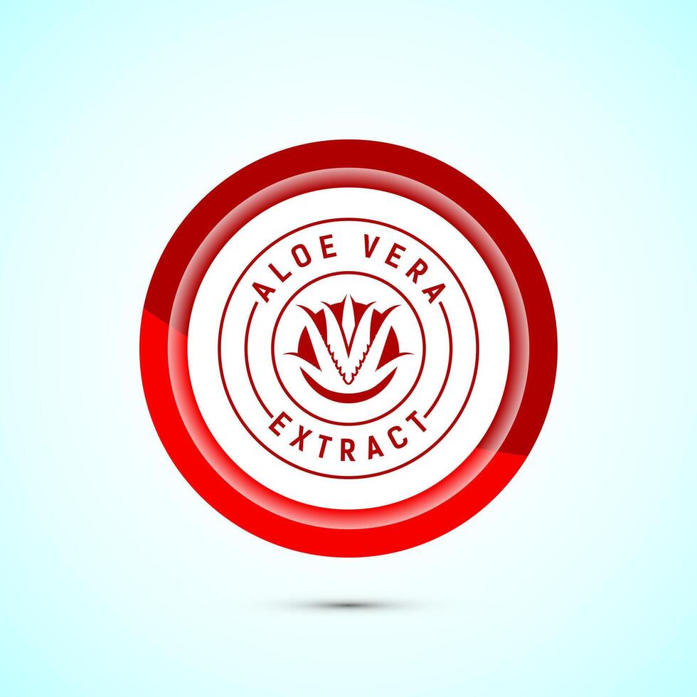 Aloe vera extract icon design illustration. Aloe vera badge label for product packaging, Red color button design vector