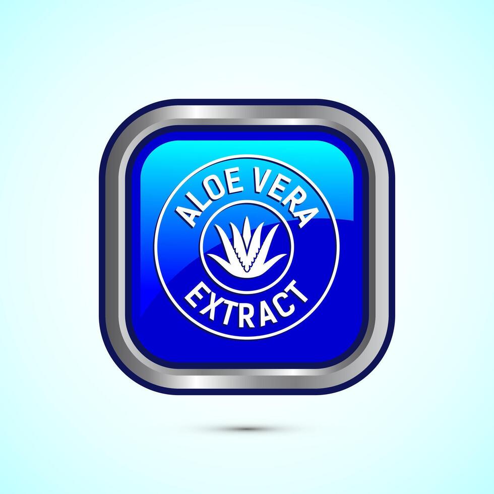 Aloe vera extract icon design illustration. Aloe vera badge label for product packaging, Blue color square button design vector