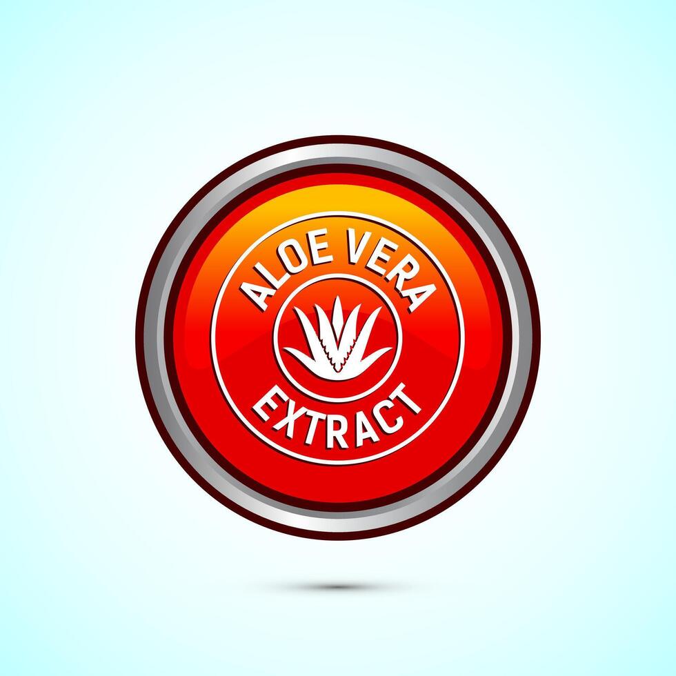 Aloe vera extract icon design illustration. Aloe vera badge label for product packaging, Orange color round button design vector