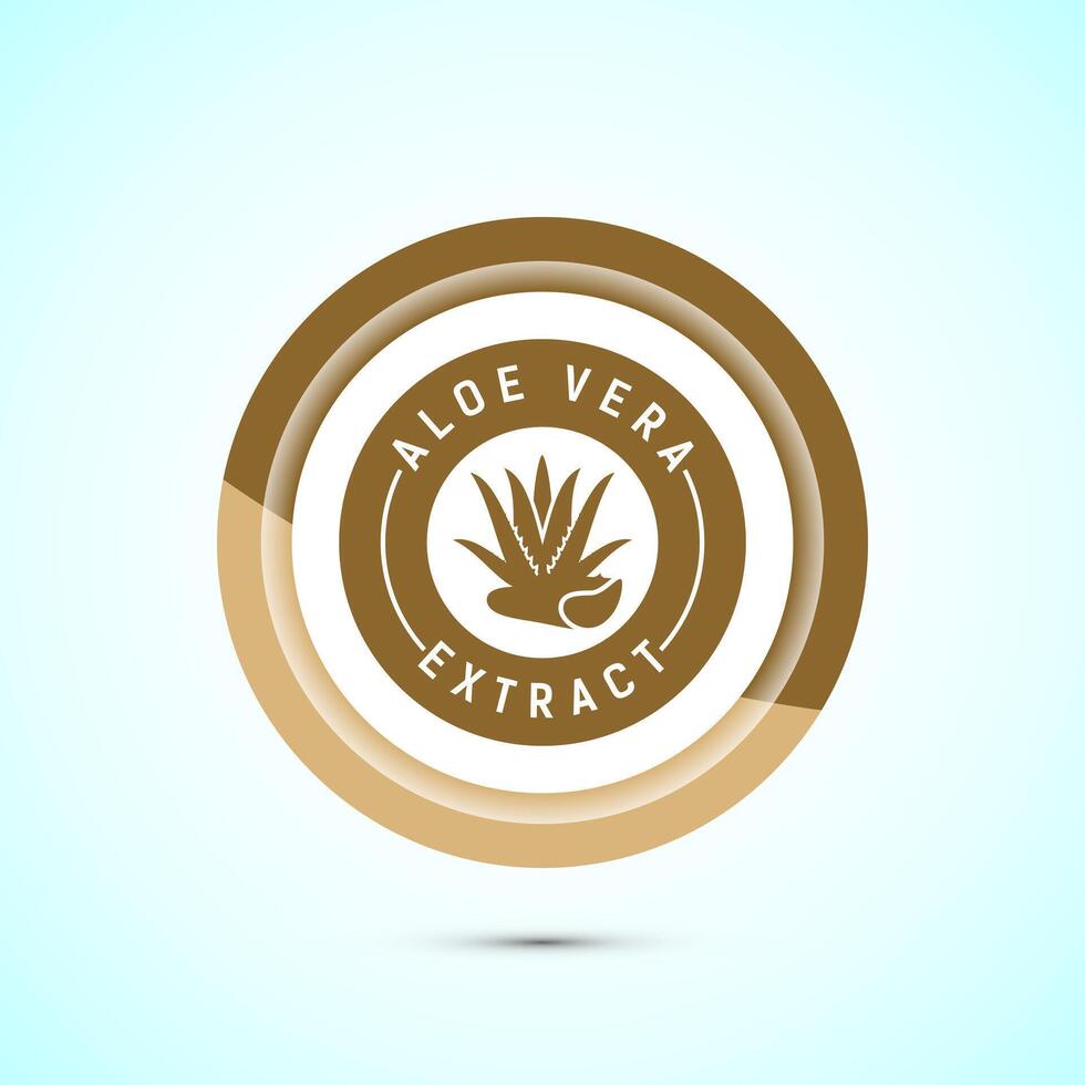 Aloe vera extract icon design illustration. Aloe vera badge label for product packaging, Gold color button design vector