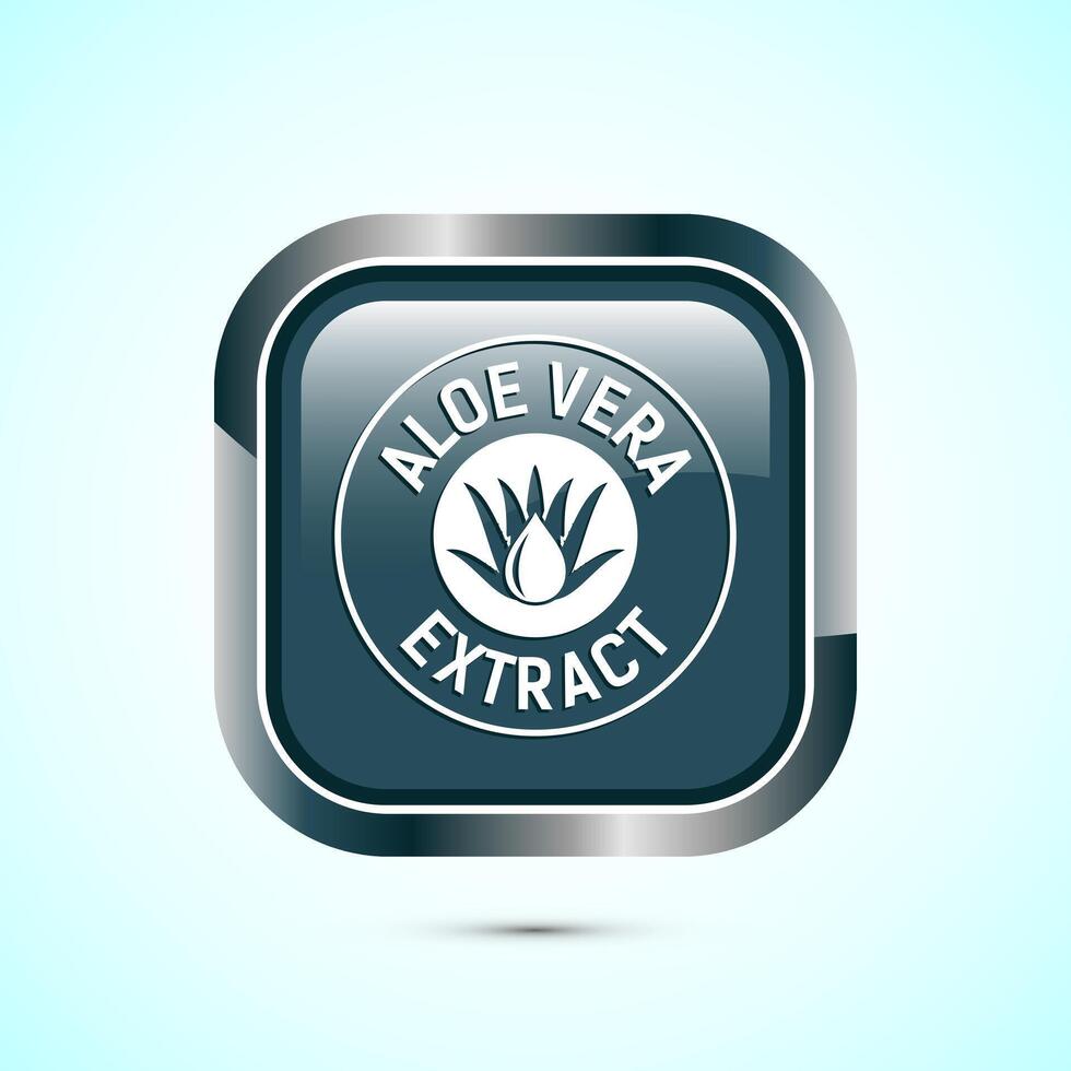 Aloe vera extract icon design illustration. Aloe vera badge label for product packaging, Gray color square button design vector