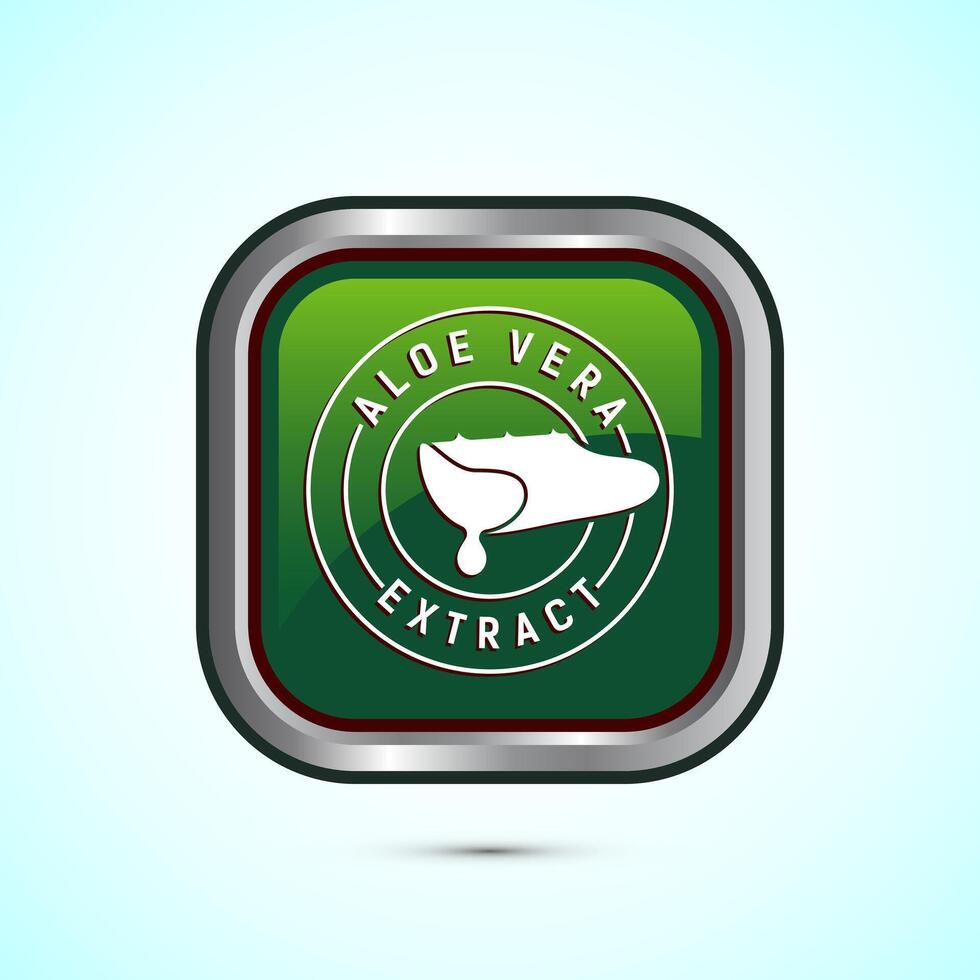 Aloe vera extract icon design illustration. Aloe vera badge label for product packaging, Green color square button design vector