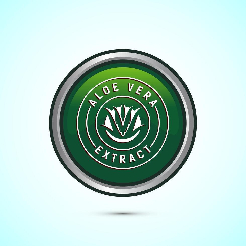 Aloe vera extract icon design illustration. Aloe vera badge label for product packaging, Green color round button design vector