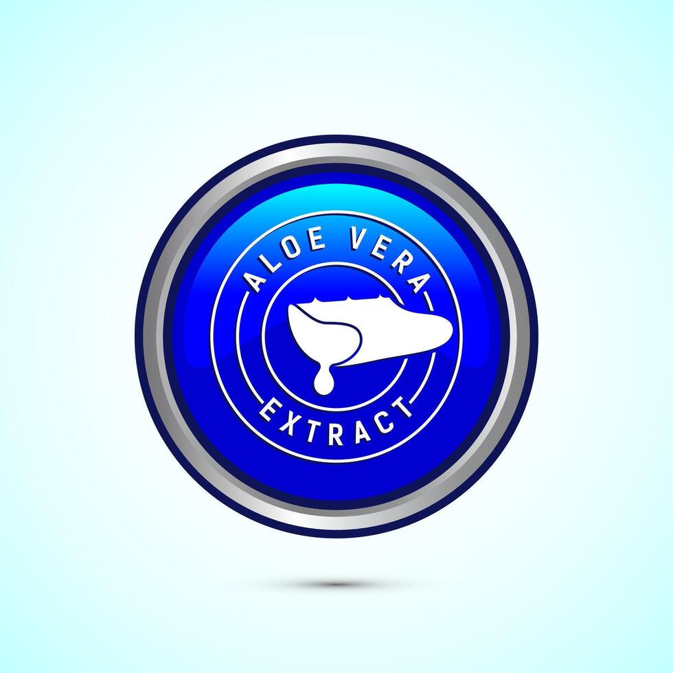 Aloe vera extract icon design illustration. Aloe vera badge label for product packaging, Blue color round button design vector