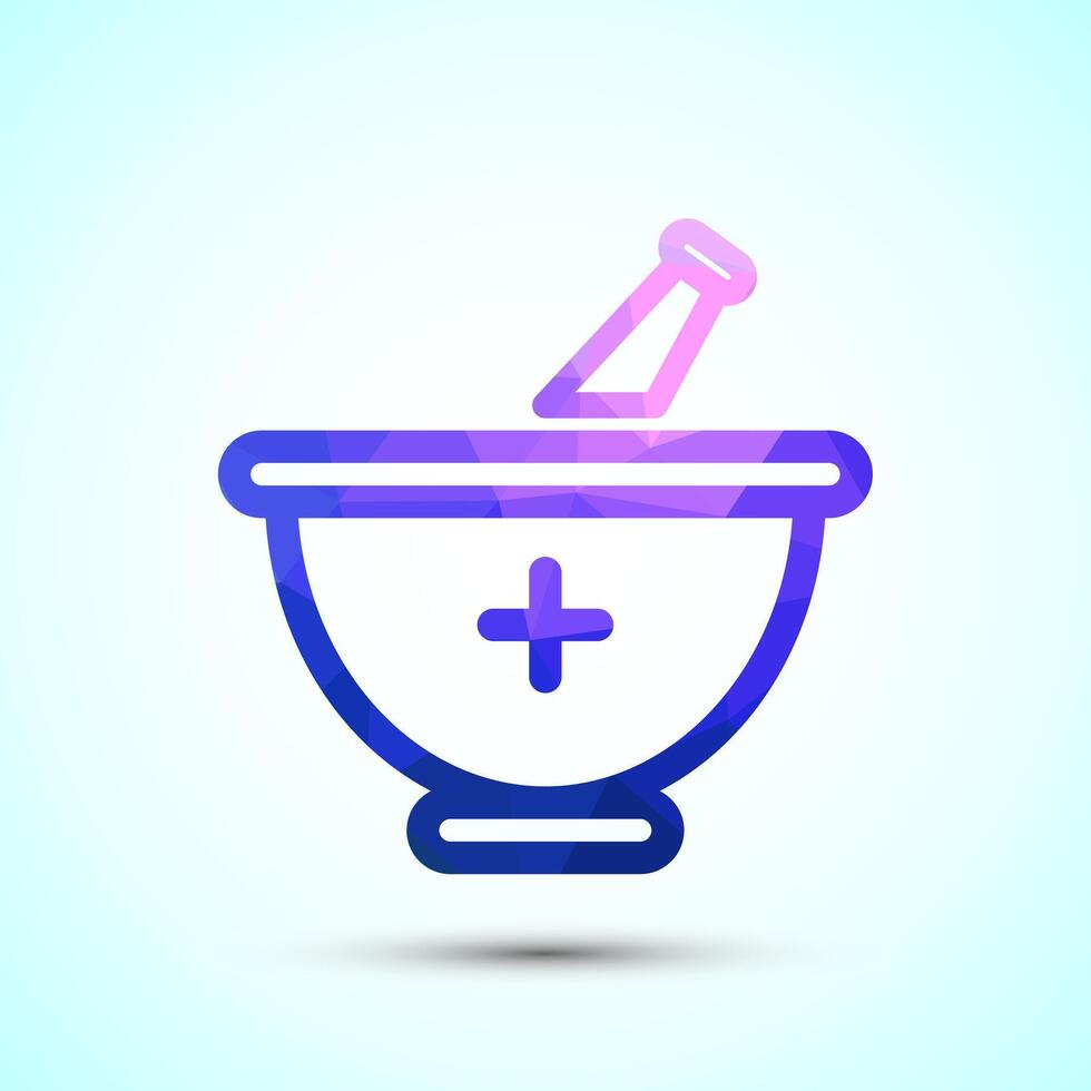 Mortar and pestle icon design. Pharmacy sign symbol for app, website, Low poly style vector