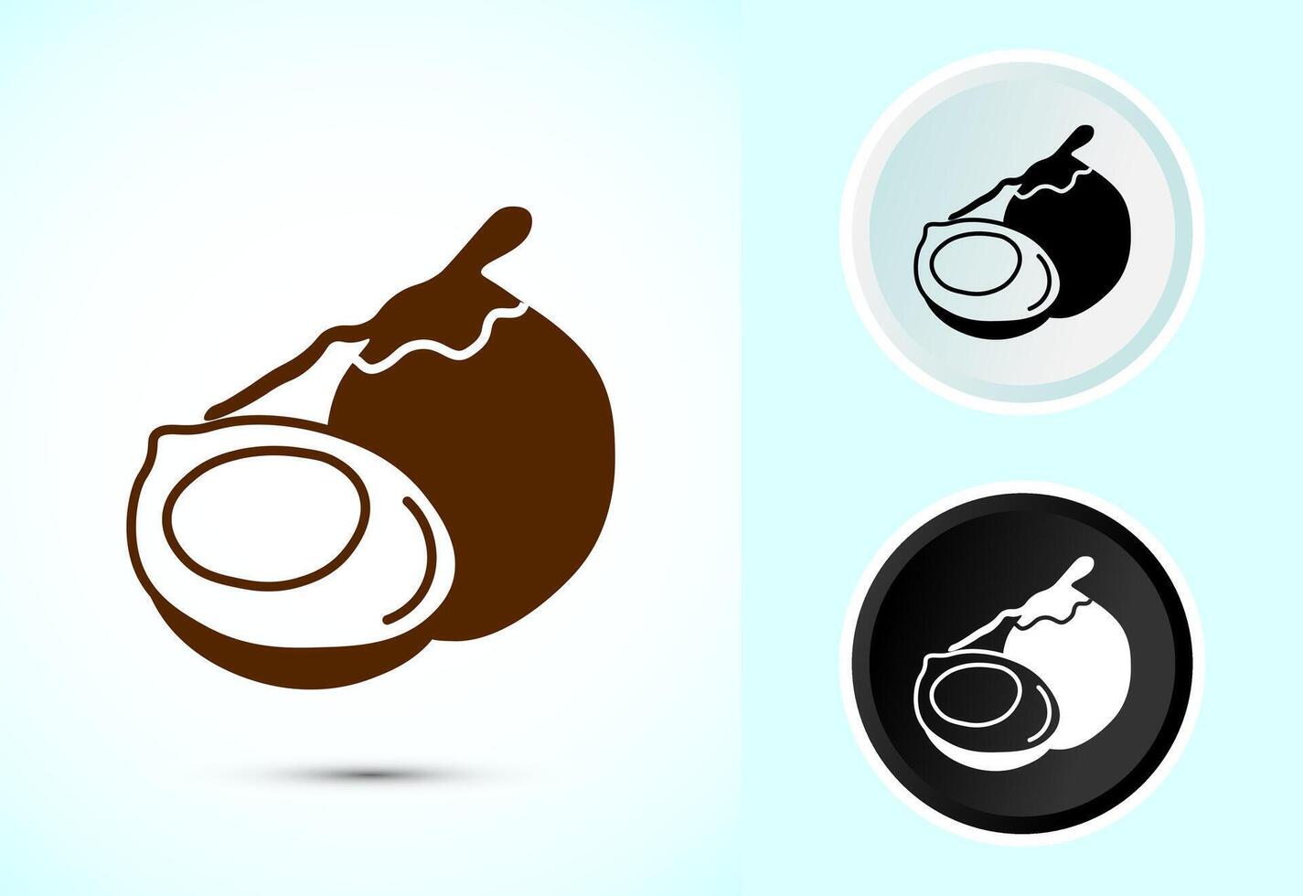 Coconut fruit icon design, Organic fruit icon sign for apps and websites, Color black and white vector