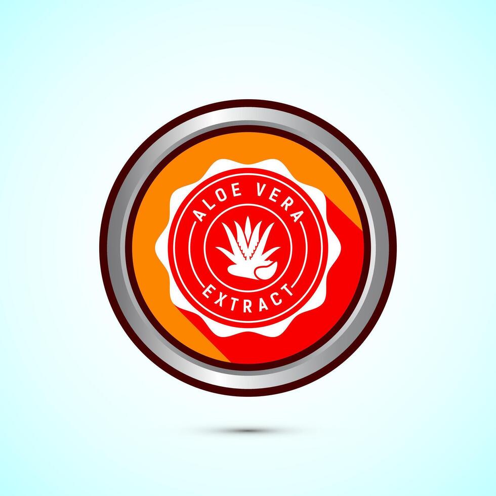 Aloe vera extract icon design illustration. Aloe vera badge label for product packaging, Orange color shadow button design vector