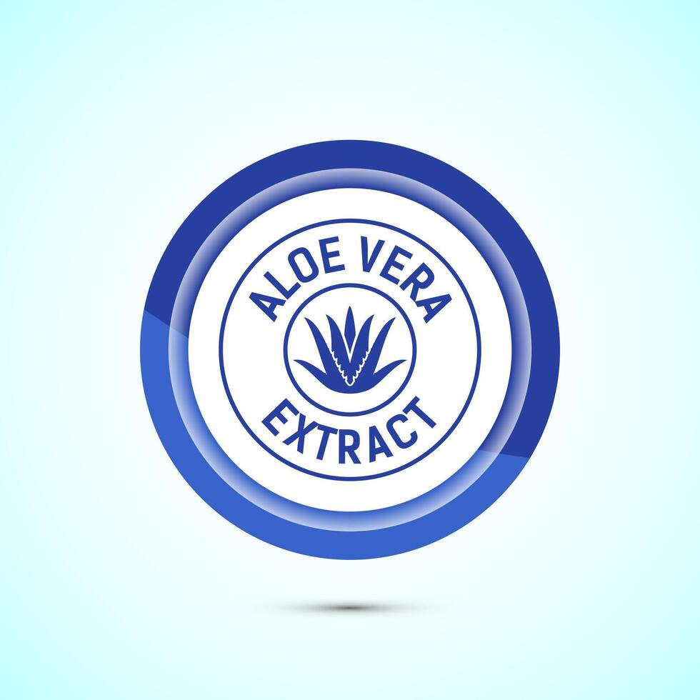 Aloe vera extract icon design illustration. Aloe vera badge label for product packaging, Blue color button design vector