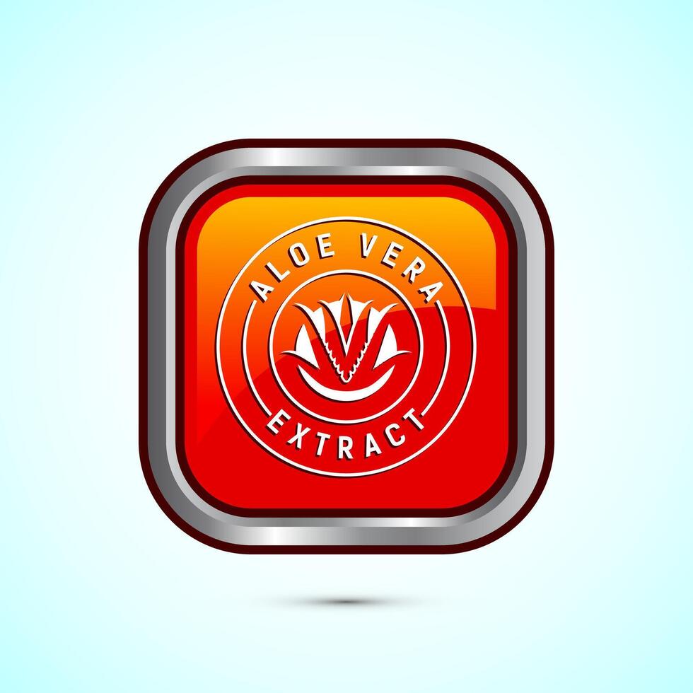 Aloe vera extract icon design illustration. Aloe vera badge label for product packaging, Orange color square button design vector