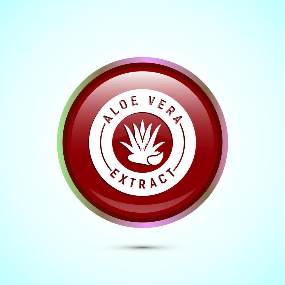 Aloe vera extract icon design illustration. Aloe vera badge label for product packaging, Red color round button design vector