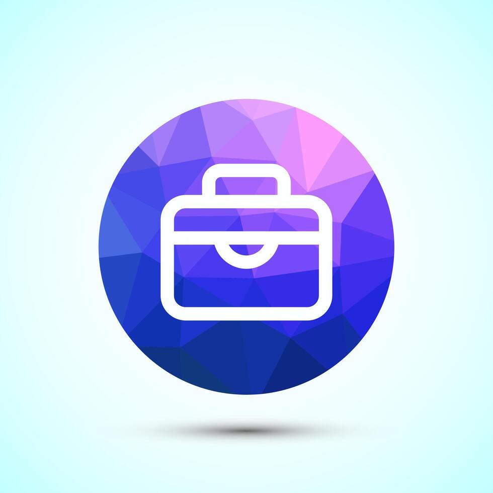 Briefcase icon illustration, bag icon for apps, low poly style vector