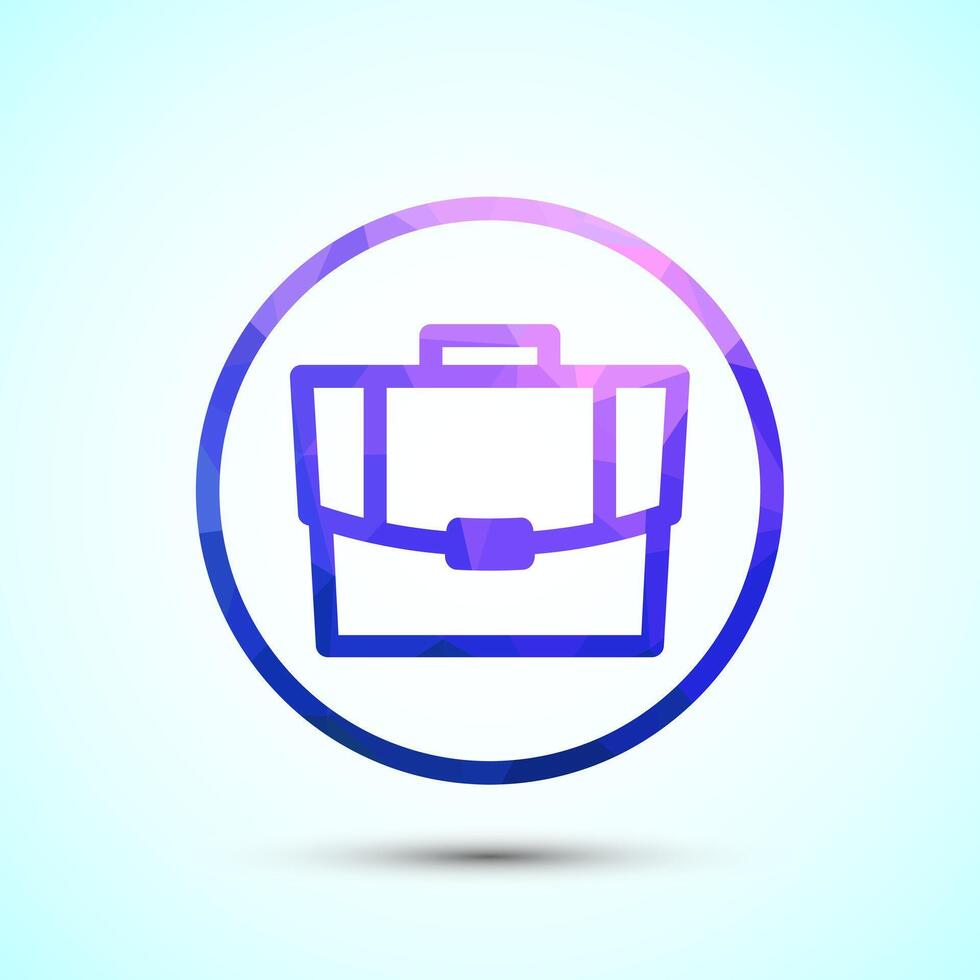 Briefcase icon illustration, bag icon for apps and websites, low poly style vector