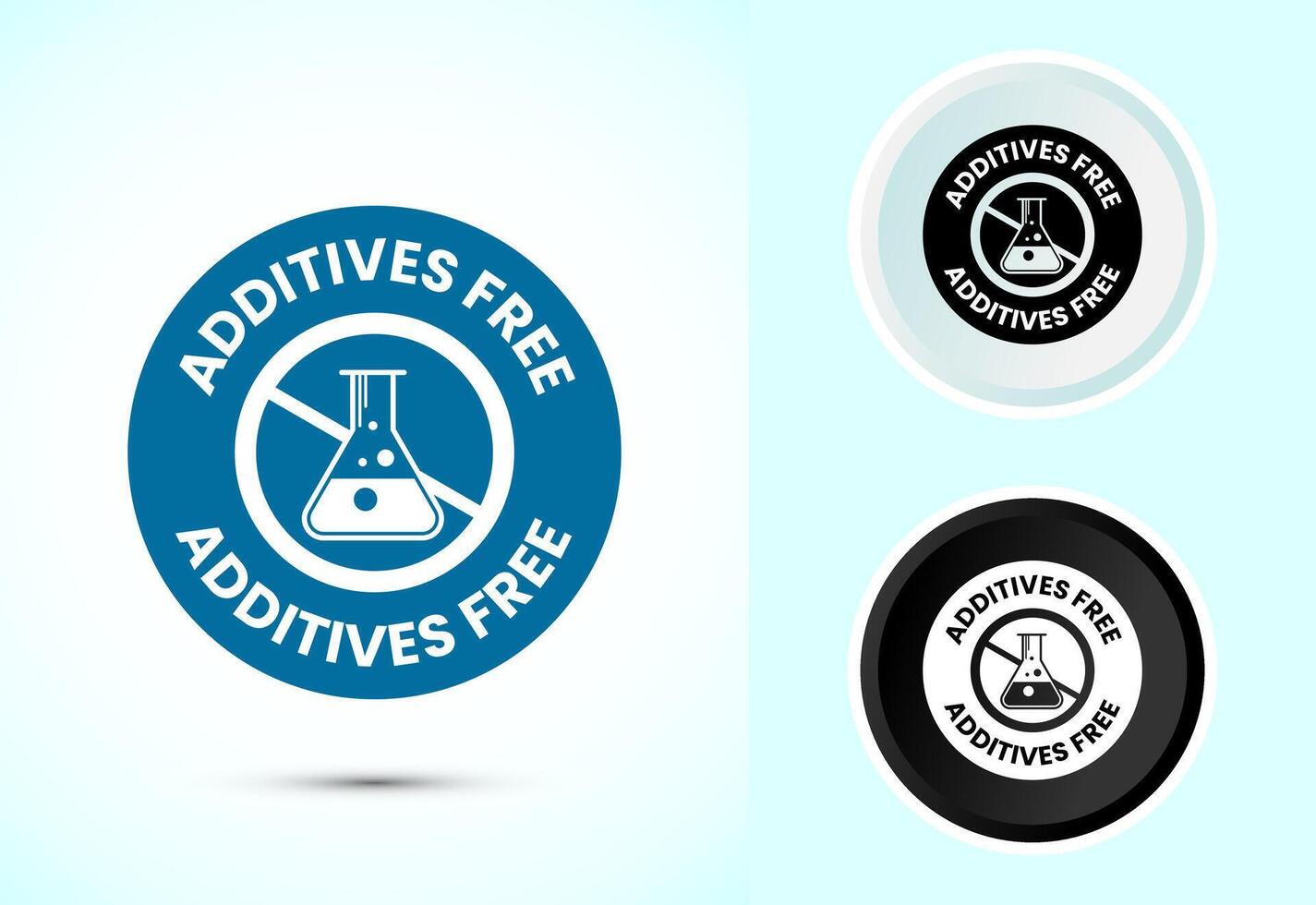 Additives free icon design. No additives sign for food packaging, Color black and white vector