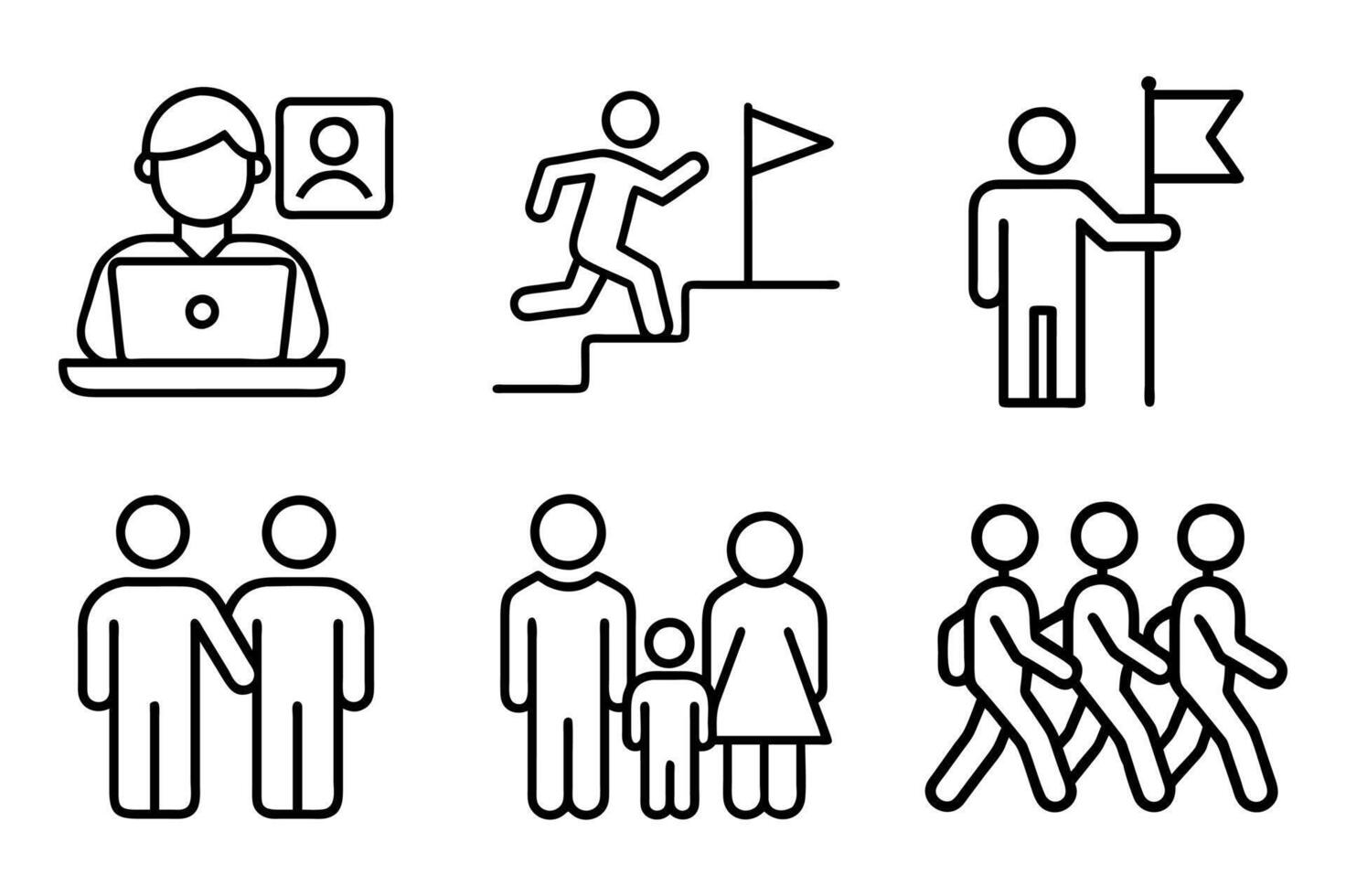 Icons Representing Teamwork, Collaboration, Task Management, and Leadership vector
