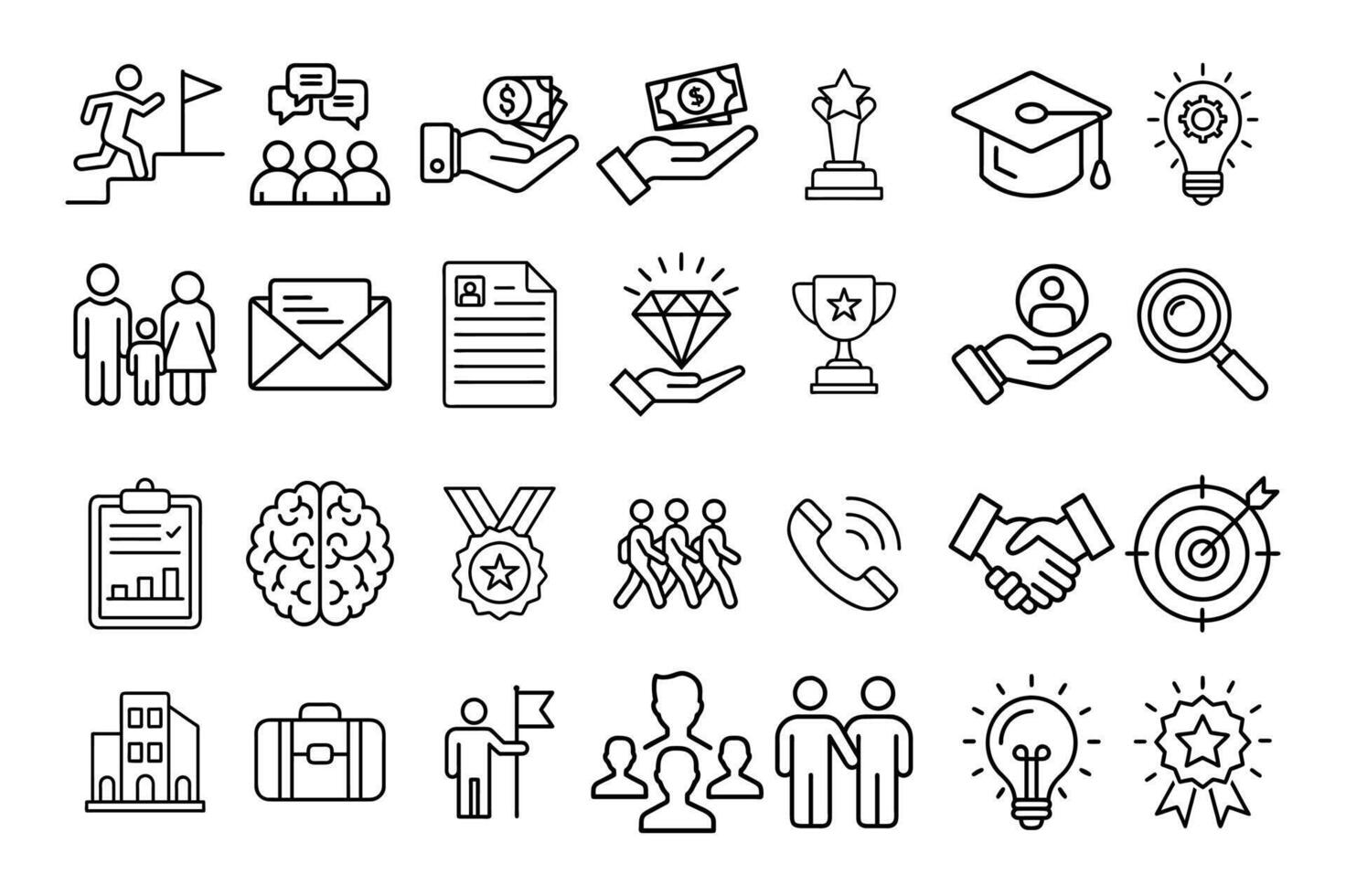 Set of Icons for Business. Headhunting, Recruitment, and Hiring Icon on white background vector