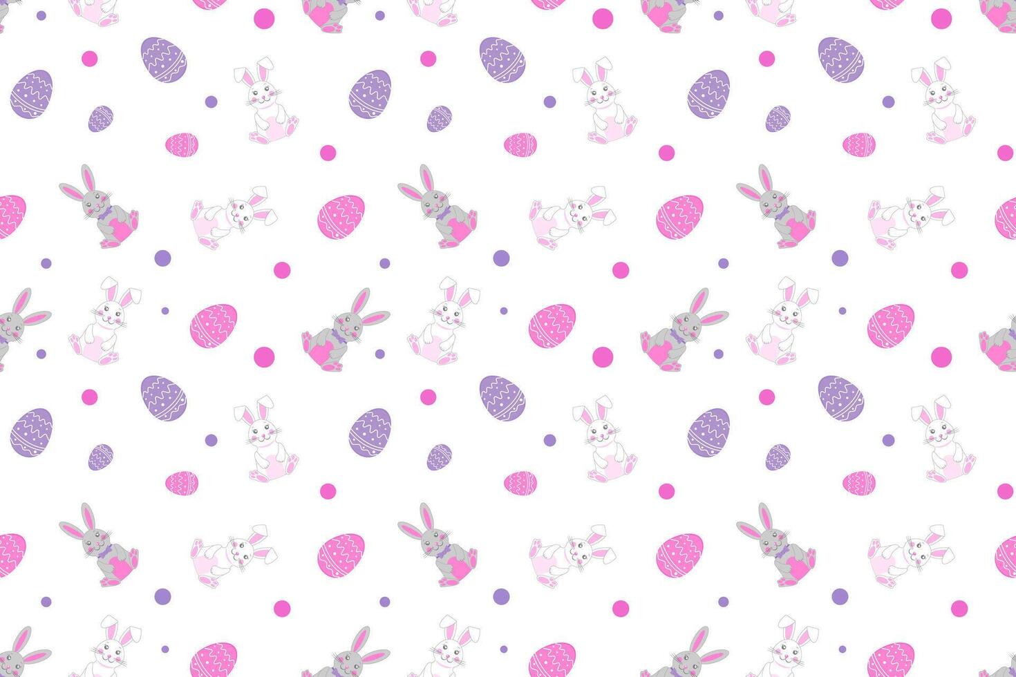Easter themed seamless pattern featuring bunnies, rabbits, and colorful eggs for festive designs vector