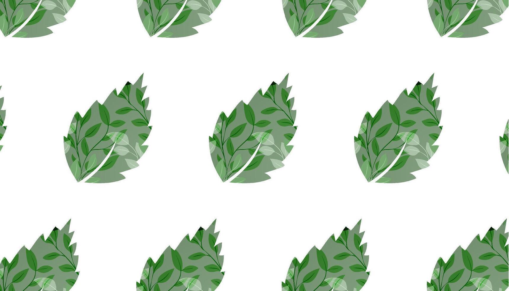 Beautiful seamless pattern of green leaves in a modern illustration style suitable for nature-themed designs vector