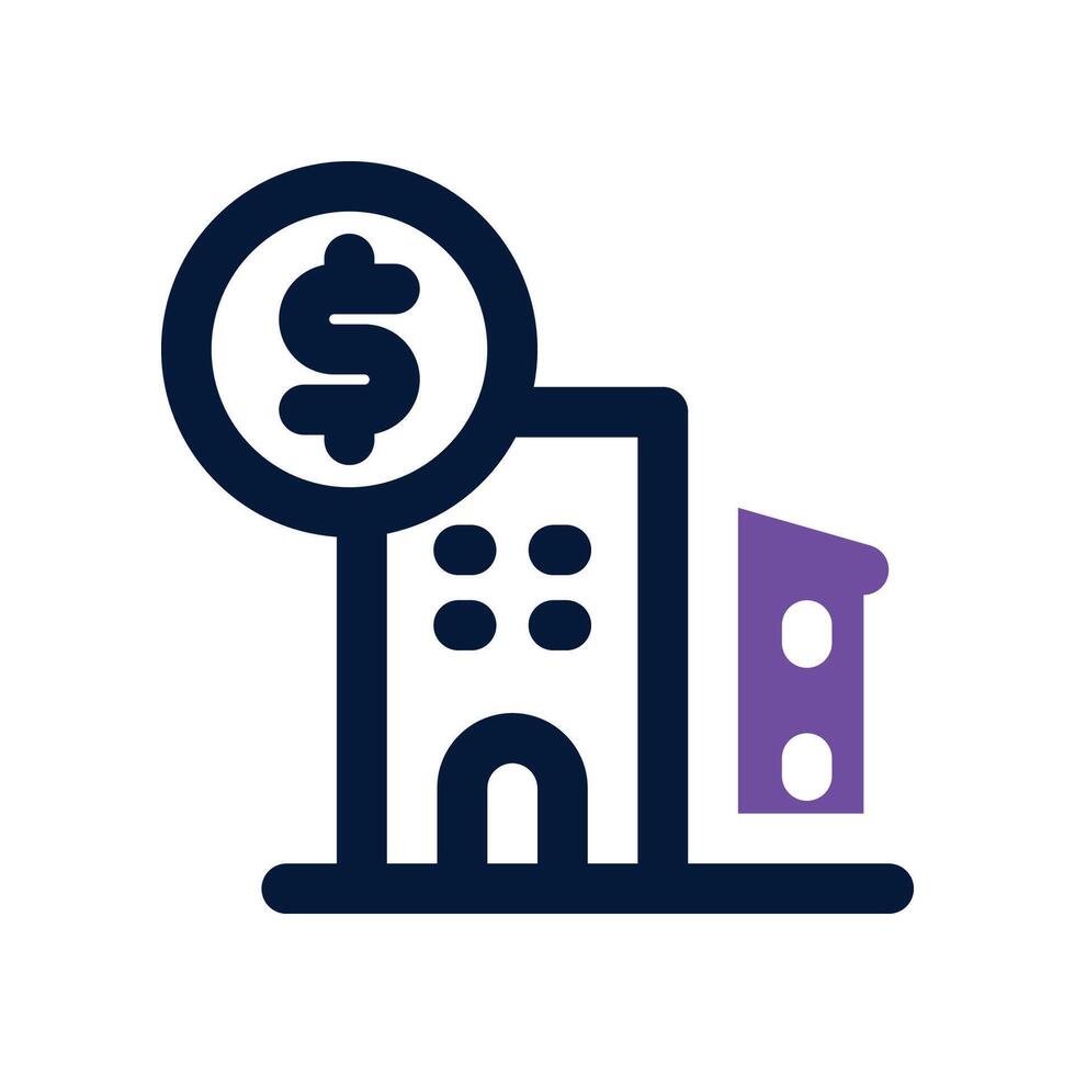 bank dual tone icon vector