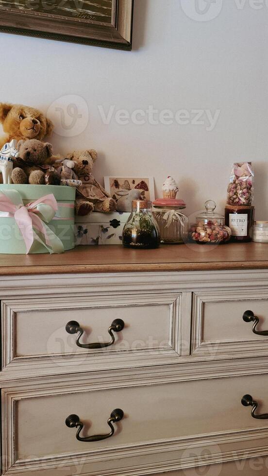 Vintage scaf with retro toys photo