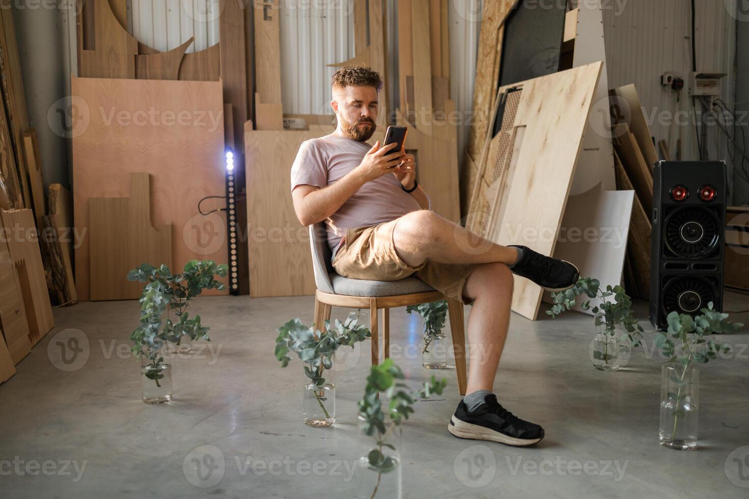 Portrait of frustrated confused frown guy, Sad upset handsome man read negative news on smartphone photo