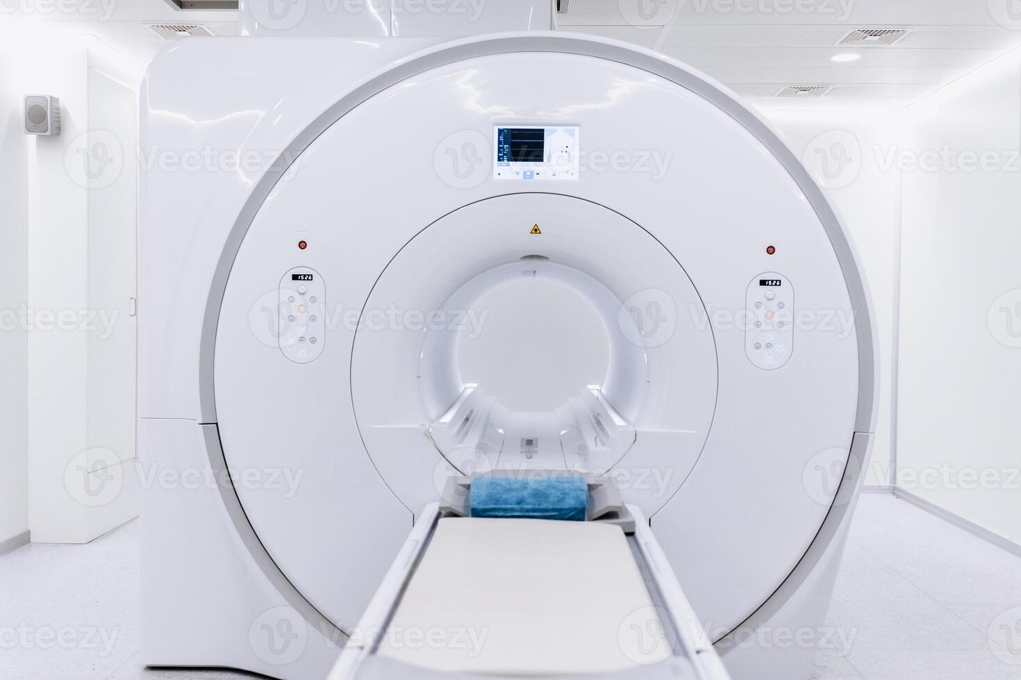 Medical CT or MRI Scan Standing in the Modern Hospital Laboratory. CT Scanner in radiography center. Machine for magnetic resonance imaging in hospital radiology. Banner, medicine technology concept photo