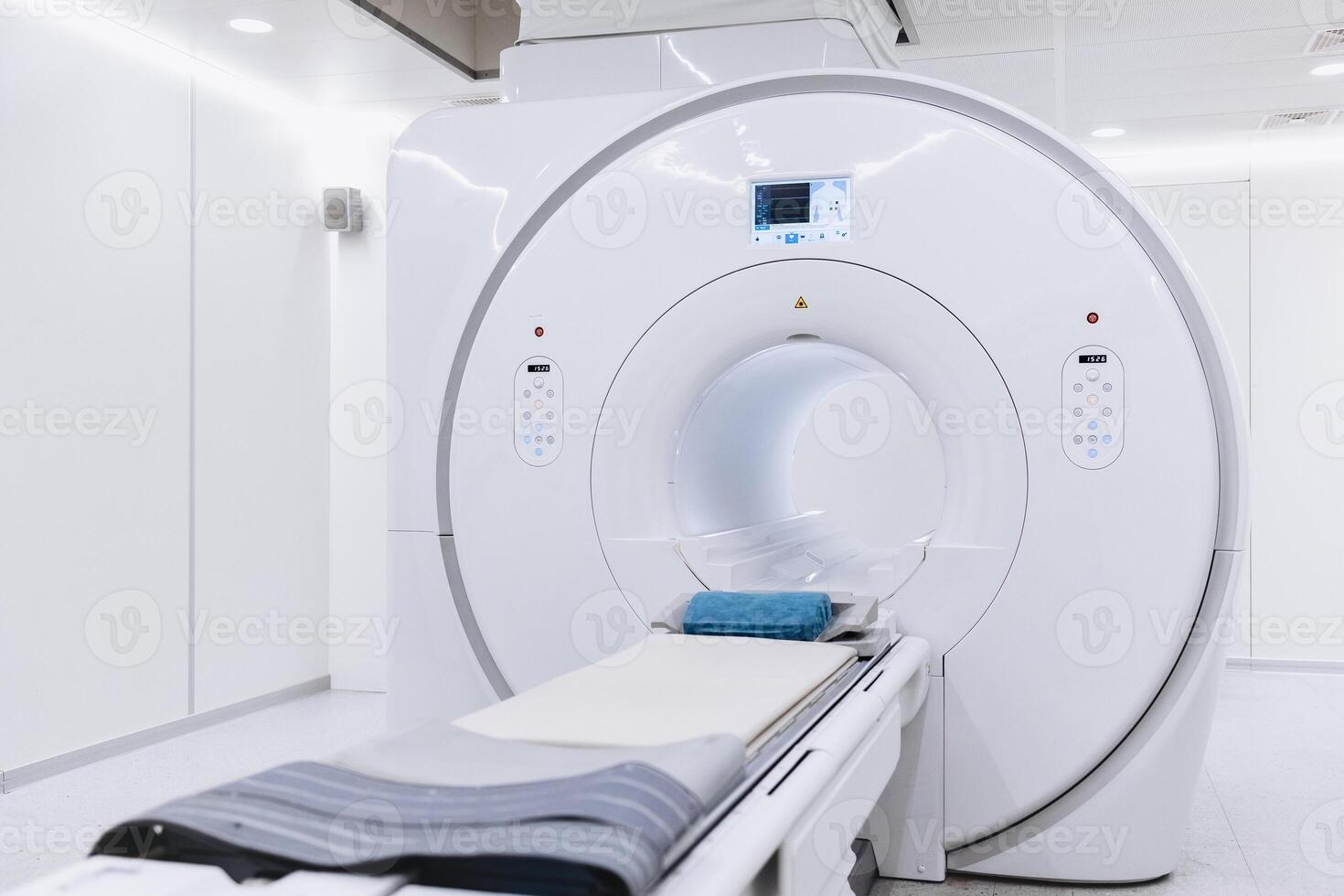 Medical CT or MRI or PET Scan Standing in the Modern Hospital Laboratory. CT Scanner in radiography center. MRI machine for magnetic resonance imaging in hospital radiology. White background photo
