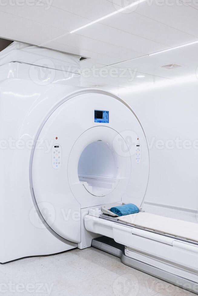 Medical CT or MRI or PET Scan Standing in the Modern Hospital Laboratory. CT Scanner, Pet Scanner in hospital in radiography center. Vertical shot photo