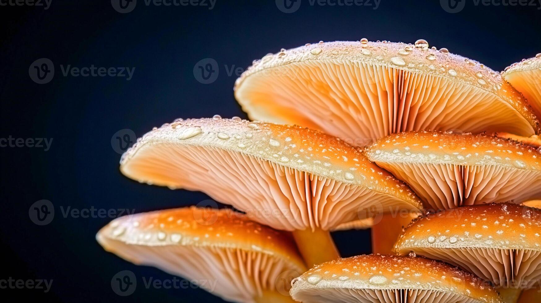 Golden Mushrooms with Sparkling Drops photo
