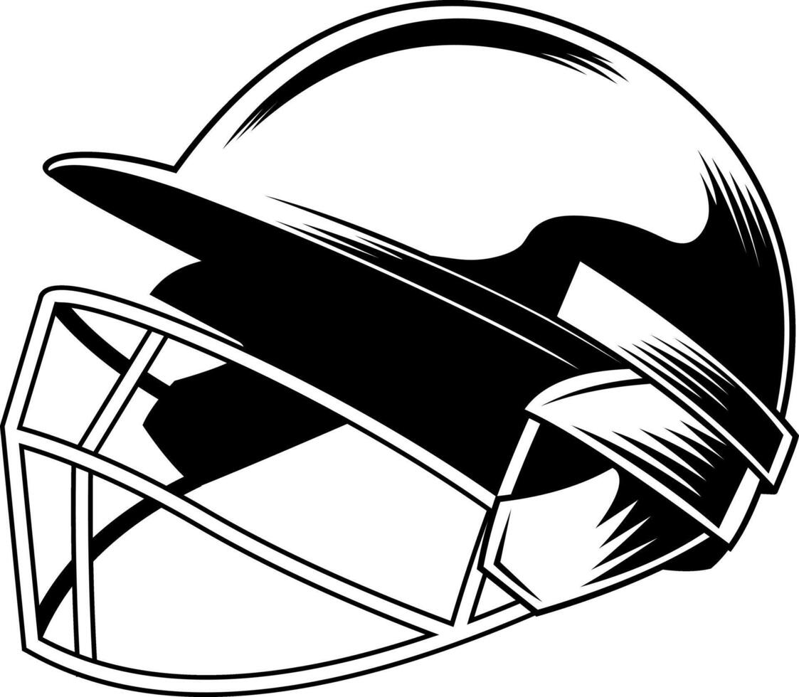 High-Quality Cricket Safety Helmet Icon With Protective Grill vector