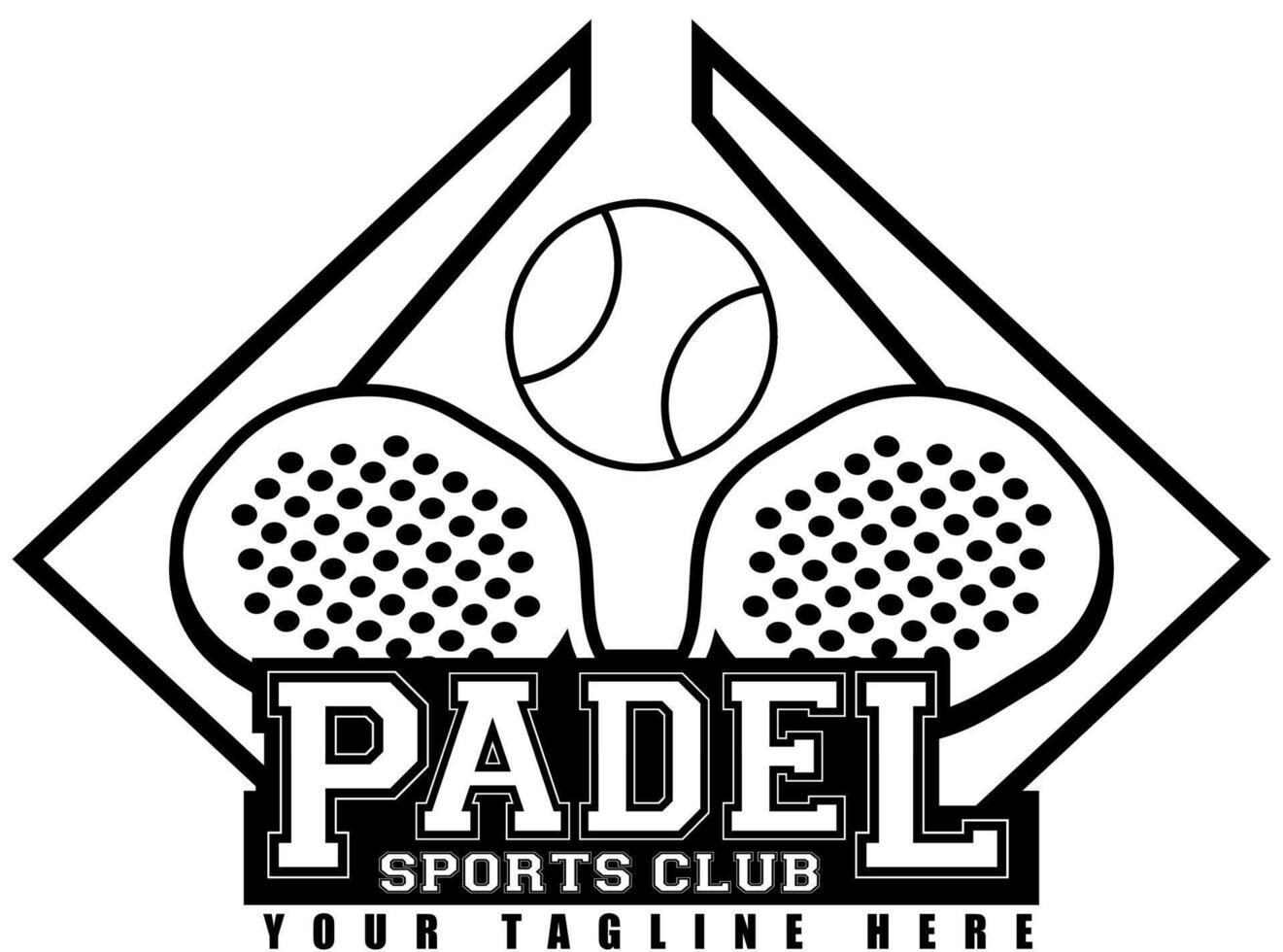 Black And White Padel Club Emblem With Classic Sports Elements vector