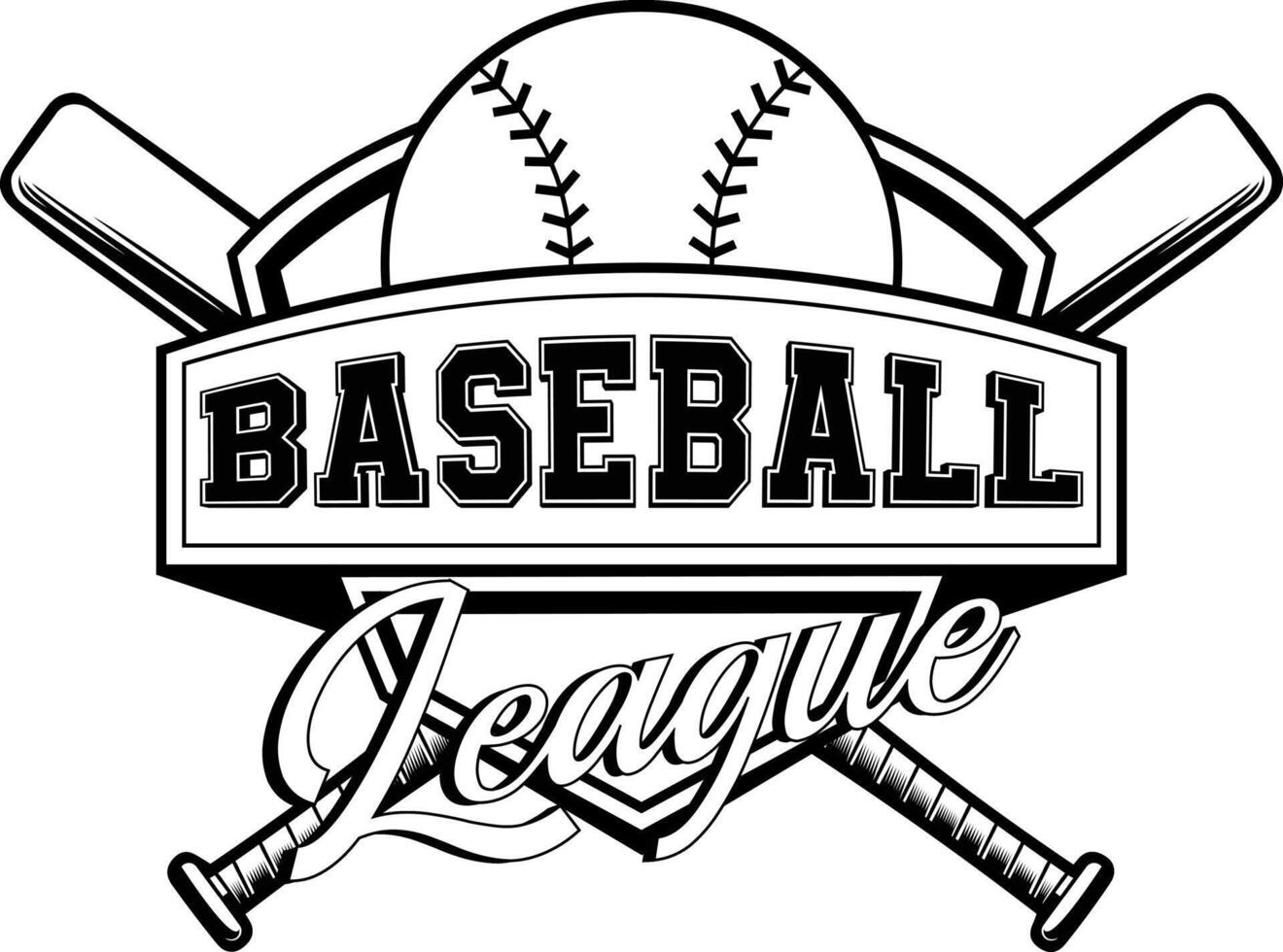 Black And White Baseball League Graphic Logo Design vector