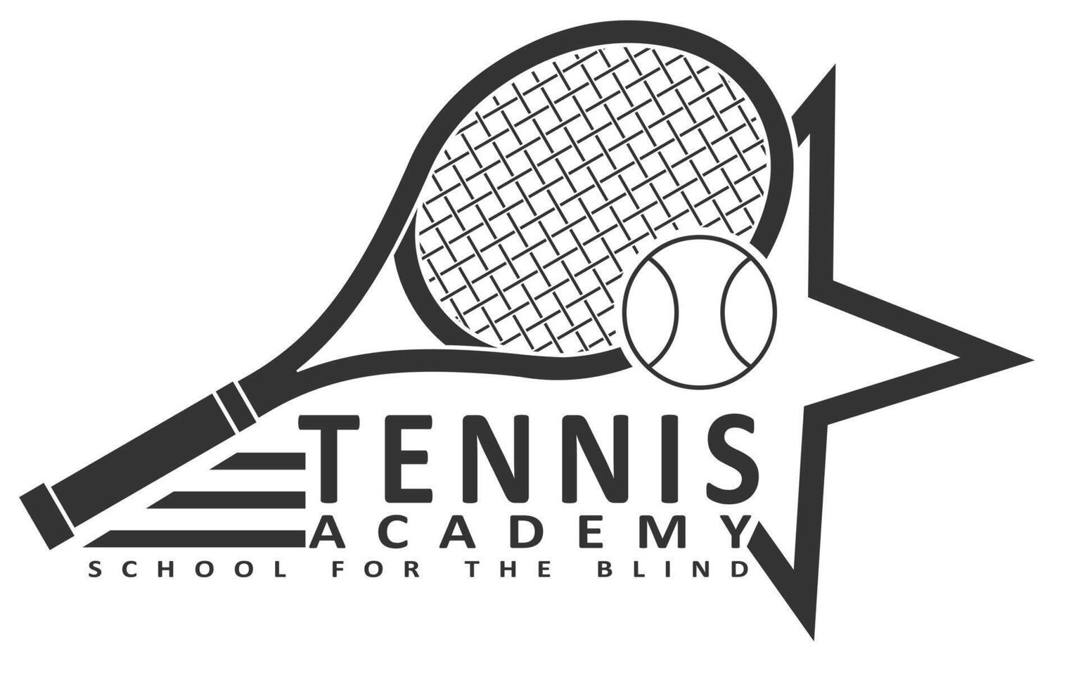 Tennis Academy Logo With Racket, Ball, And Modern Star Design vector