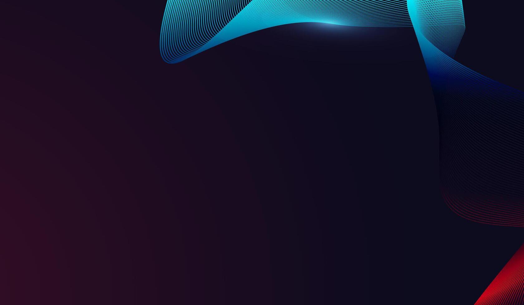 A dark blue and gradient red Abstract glowing wave lines on dark blue background. vector