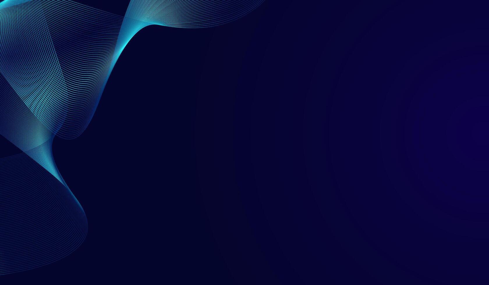 The deep navy backdrop, evoking a modern and technological aesthetic, A futuristic abstract background featuring smooth, flowing wave-like lines in dark gradient background. vector